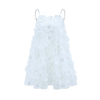 Vestido Bordado Floral, Cristais Manuais e Alças Delicadas