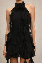 Vestido sem Mangas com Decote Halter, Exclusivo e Detalhe em Laço