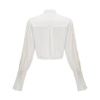 Camisa de Luxo com Gola, Laços Ornamentais e Fivelas de Pérola