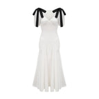 Vestido Longo Elegante  Laços e Decote em V
