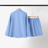 Conjunto Casual – Camisa de Manga Longa e Shorts de Cintura Alta