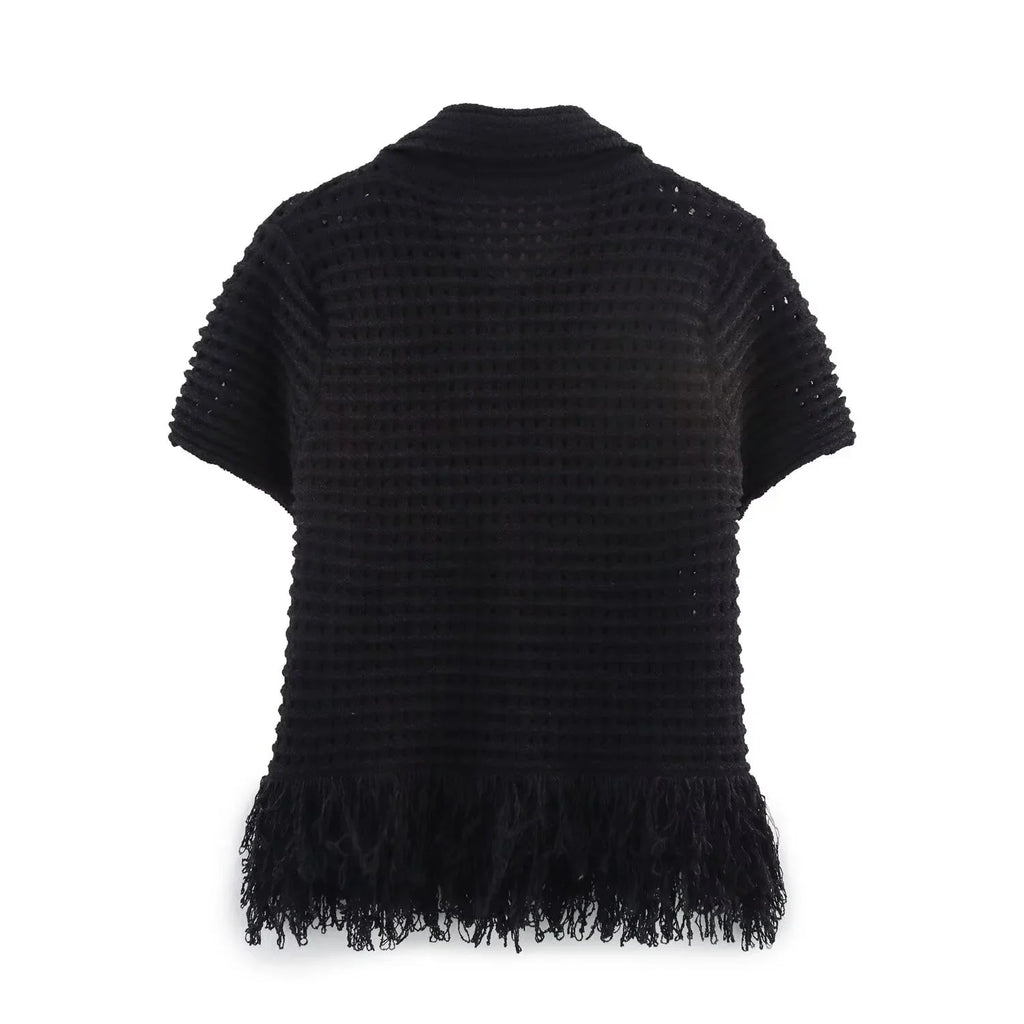 Conjunto em Tricô Vazado – Saia Mini + Camisa