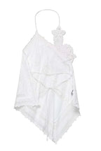 Top Elegante de Amarração com Bordado e Recorte Halter