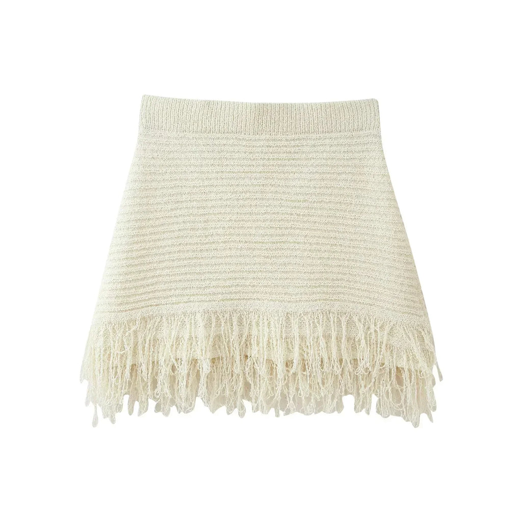 Conjunto em Tricô Vazado – Saia Mini + Camisa