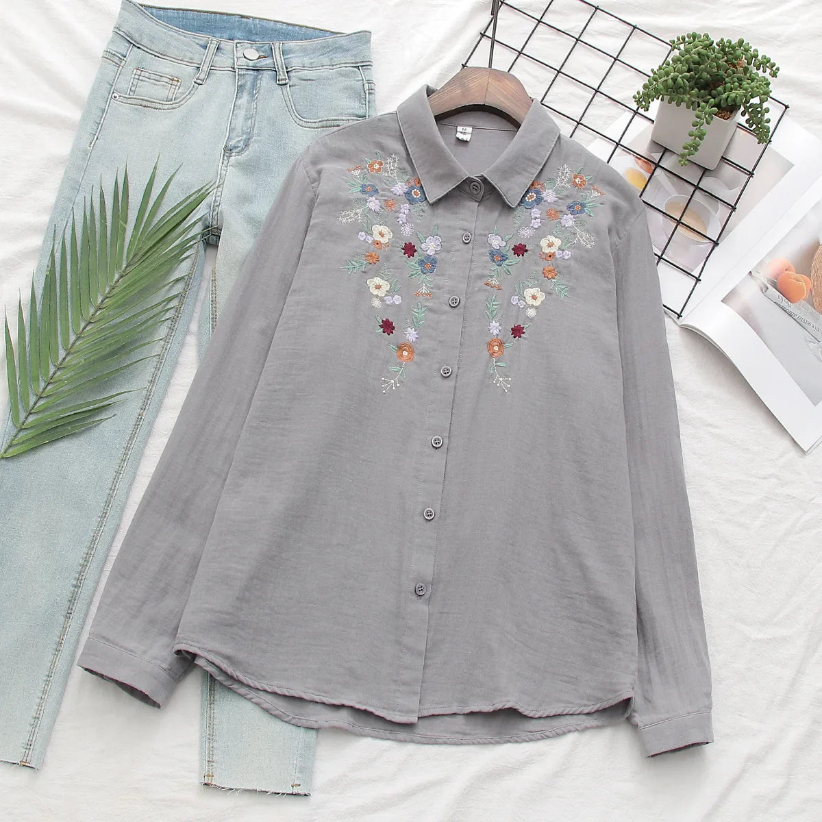 Camisa 100% Algodão com Bordado – Conforto e Estilo Natural