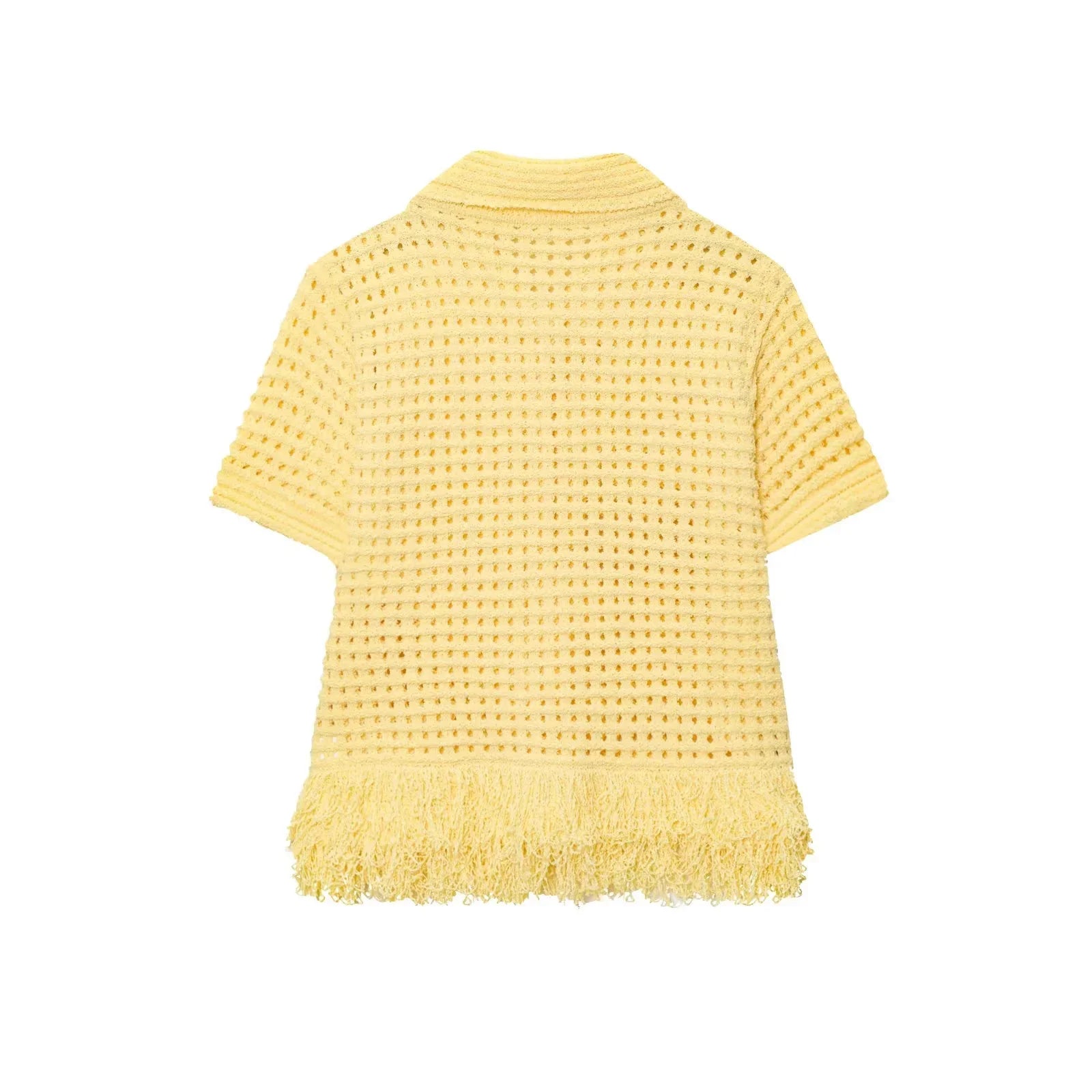 Conjunto em Tricô Vazado – Saia Mini + Camisa