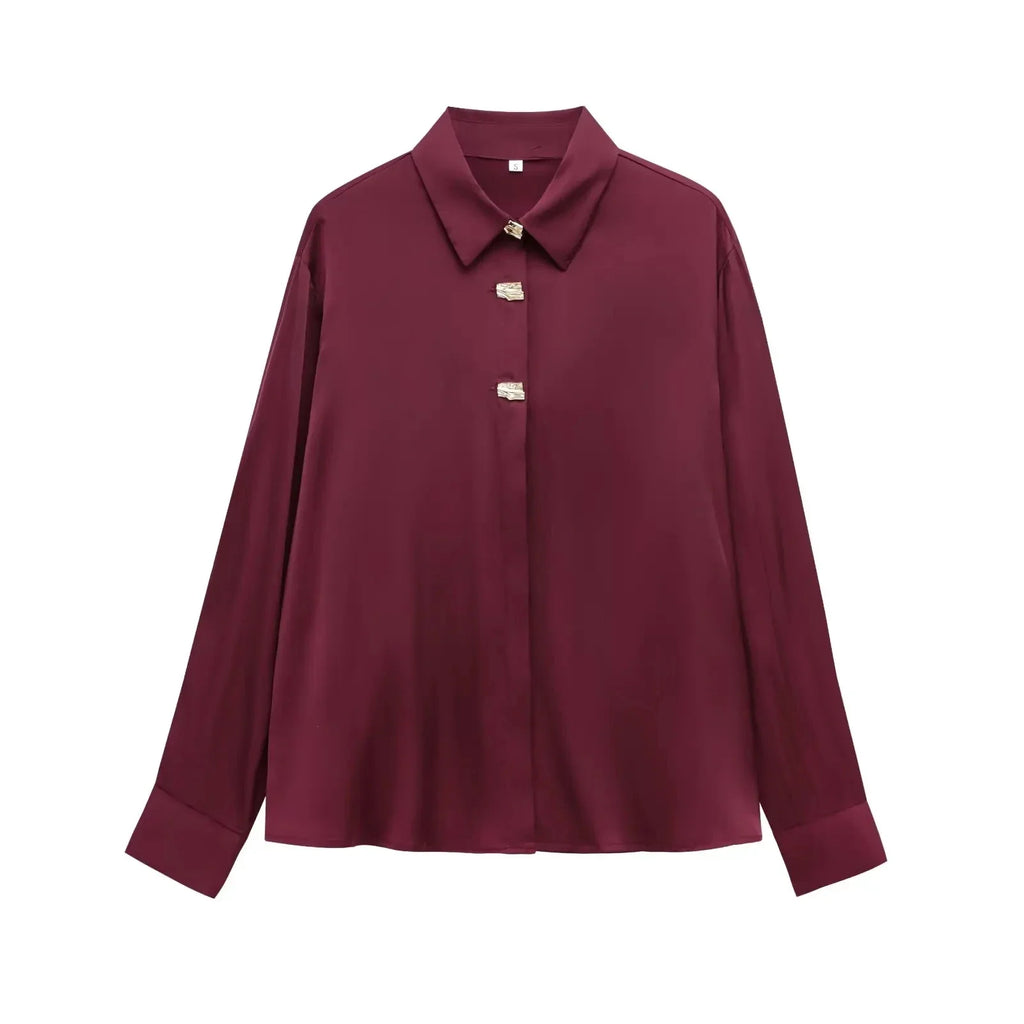 Camisa Vinho com Botões Dourados