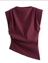 Regata Elegante com Ombreiras e Gola Redonda – Look Sofisticado