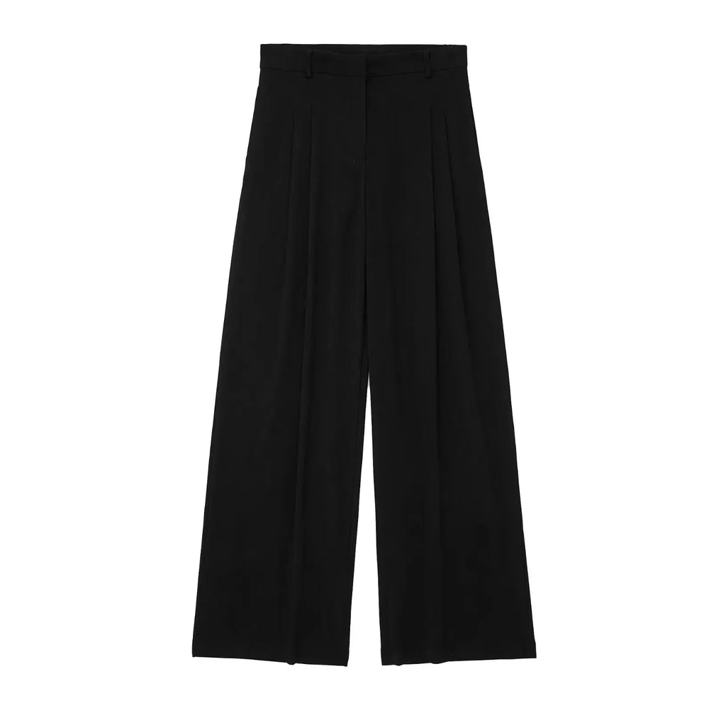 Conjunto Colete Halter Sem Mangas com Bolsos + Calça Pantalona Cintura Alta, Look Executivo Moderno