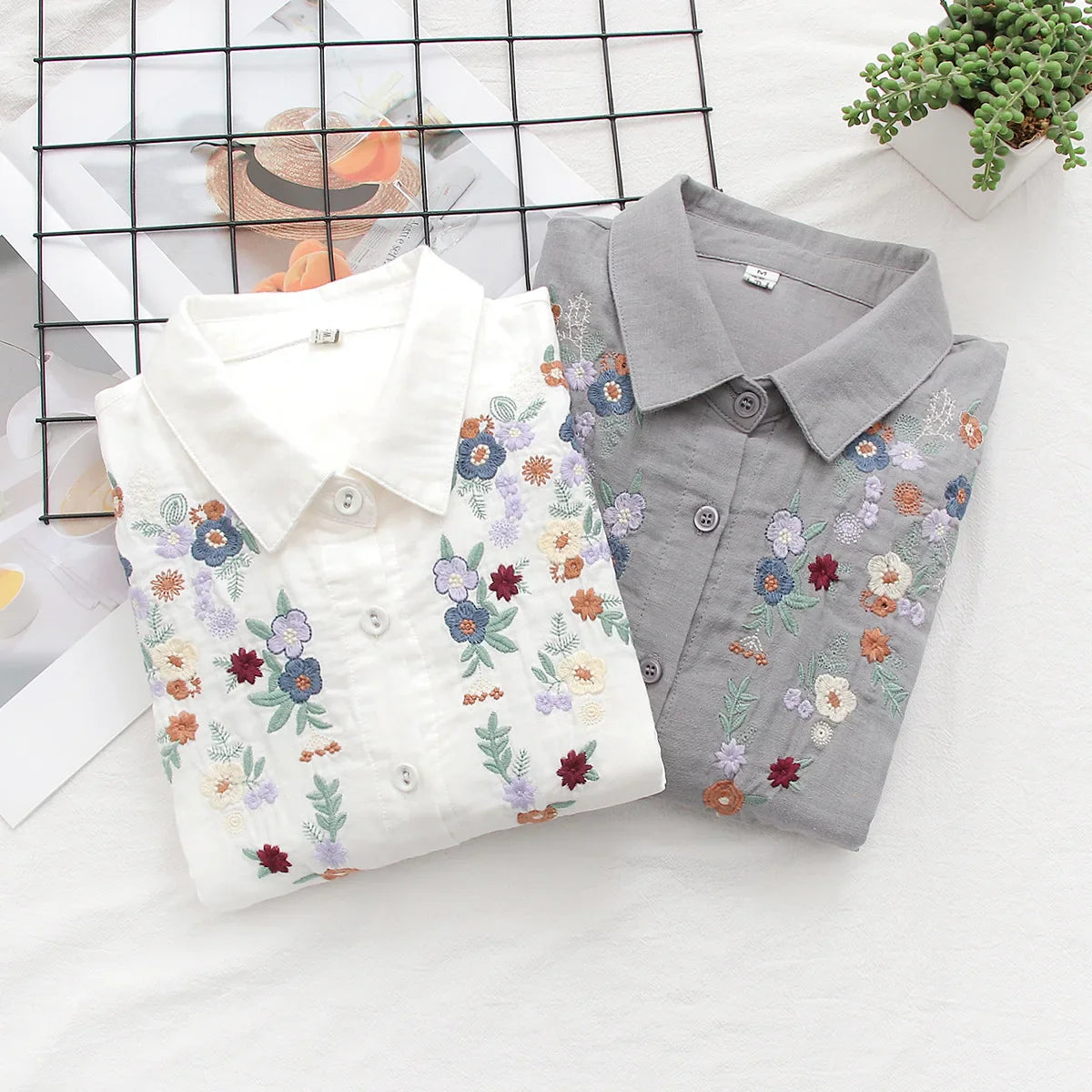 Camisa 100% Algodão com Bordado – Conforto e Estilo Natural