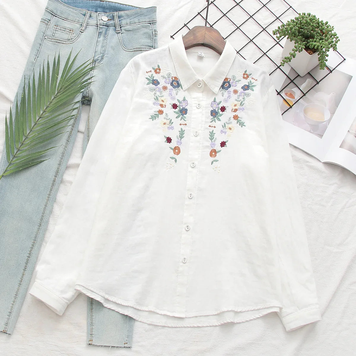 Camisa 100% Algodão com Bordado – Conforto e Estilo Natural