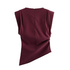 Regata Elegante com Ombreiras e Gola Redonda – Look Sofisticado