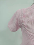 Vestido de Duas Peças em Tricô Vazado com Detalhes em Cristais e Pérolas
