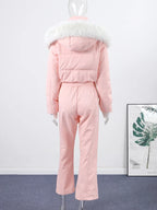 Macacão Feminino Elegante – Rosa -  Proteção Impermeável e Design de Inverno