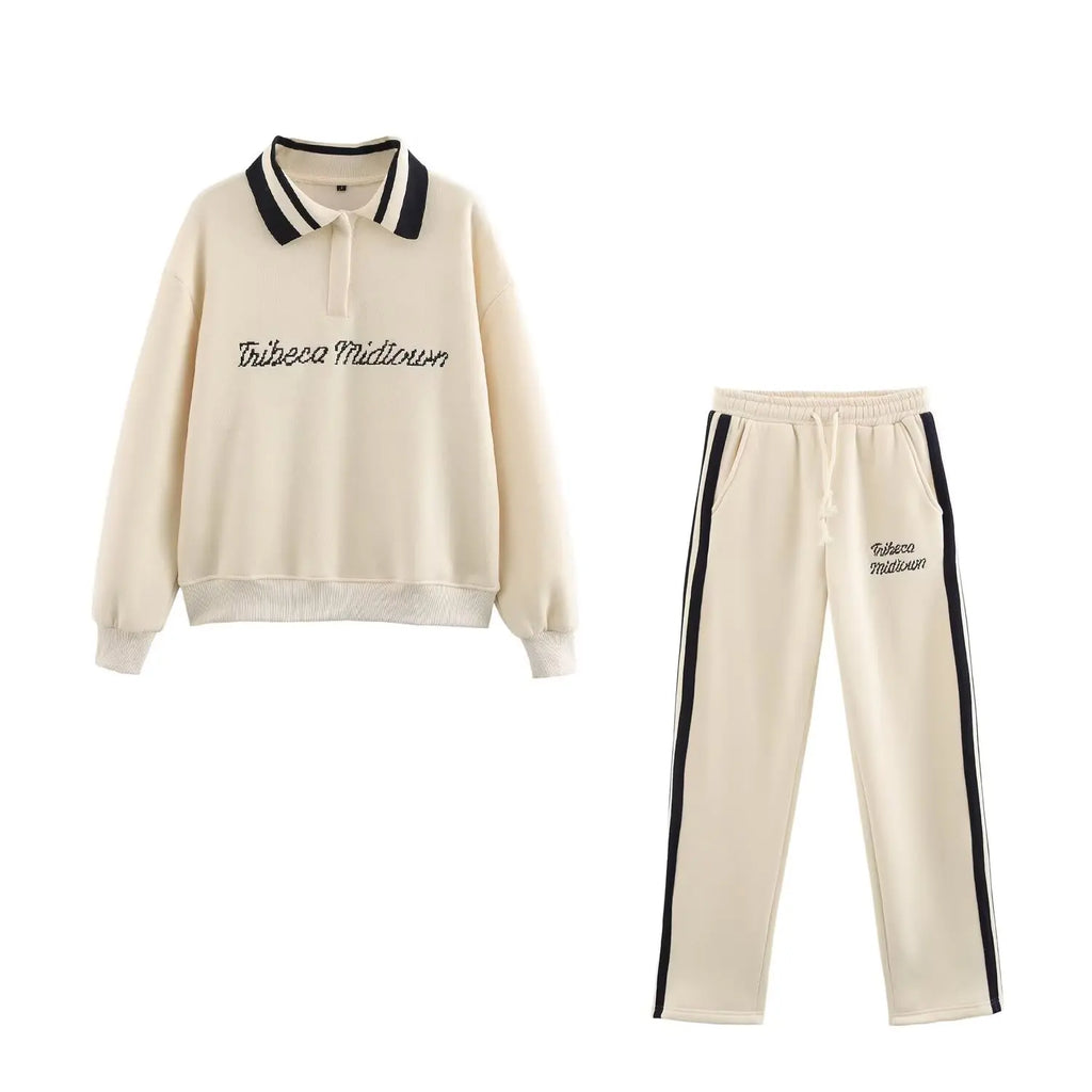 Conjunto Jogger Feminino Forrado em Lã – Bordado, Ajuste Solto e Design Térmico