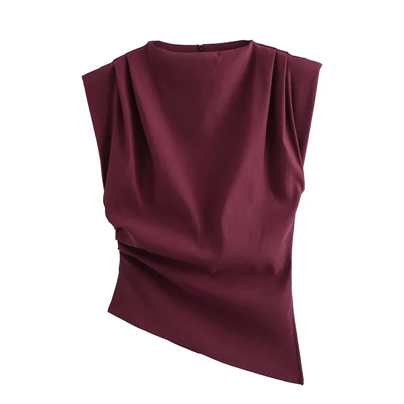 Regata Elegante com Ombreiras e Gola Redonda – Look Sofisticado