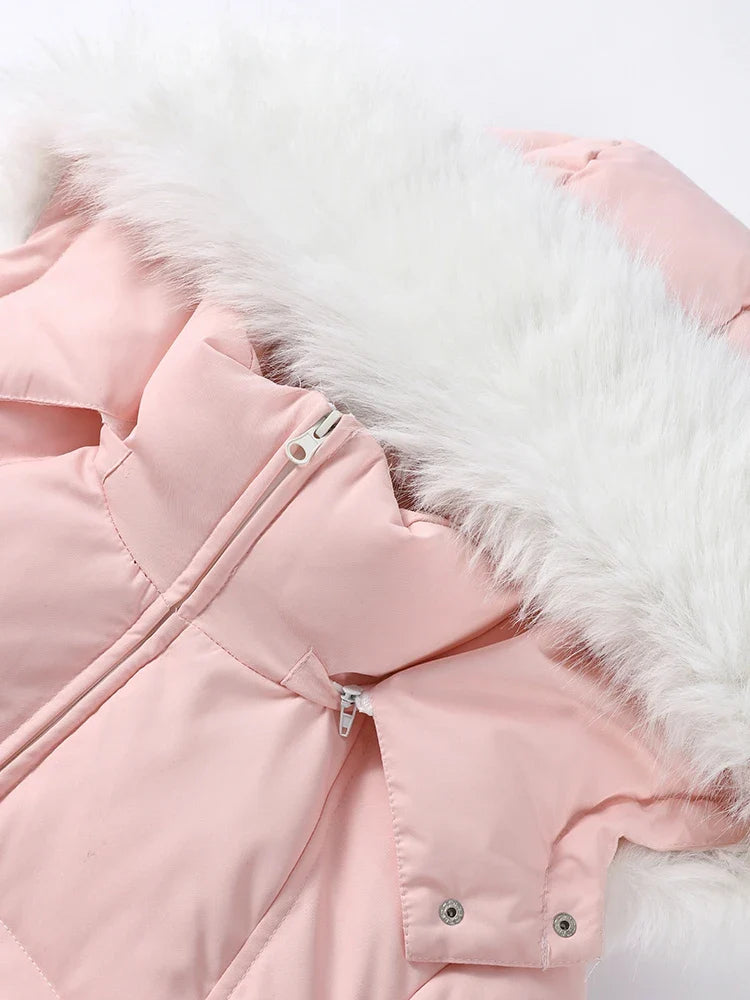 Macacão Feminino Elegante – Rosa -  Proteção Impermeável e Design de Inverno