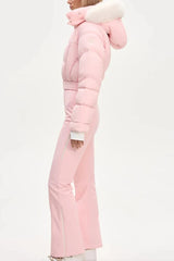 Macacão Feminino Elegante – Rosa -  Proteção Impermeável e Design de Inverno