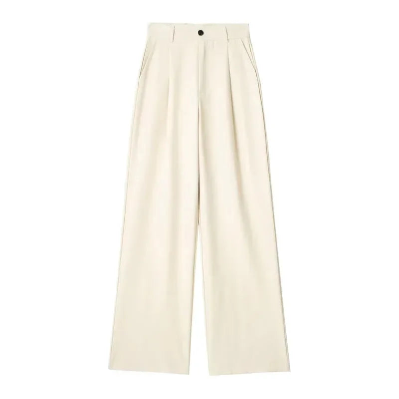 Calça de Alfaiataria Listrada – Cintura Alta e Silhueta Wide Leg Elegante