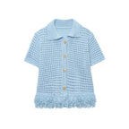 Conjunto em Tricô Vazado – Saia Mini + Camisa