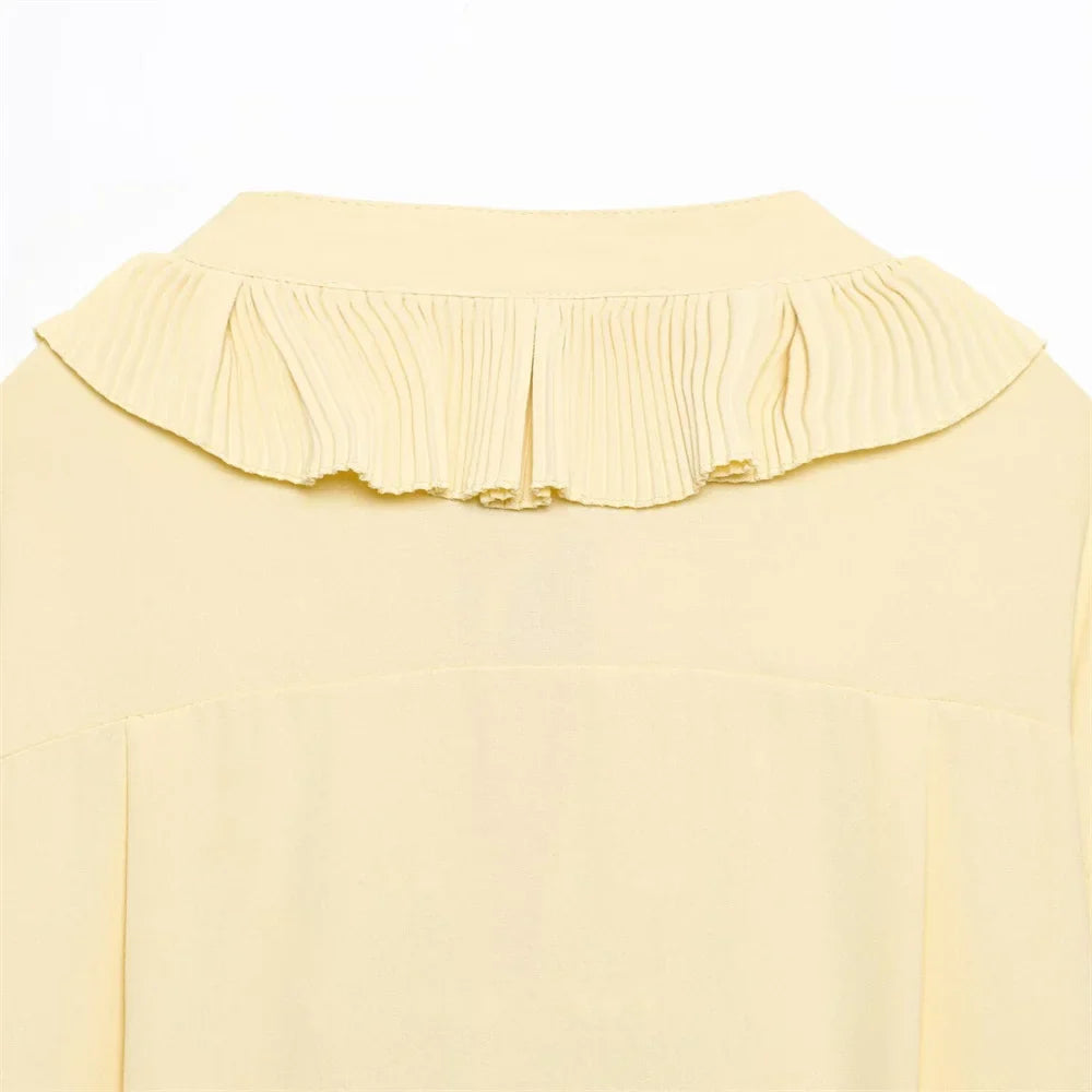 Conjunto Camisa com Babados & Saia Midi Casual Primavera/Verão