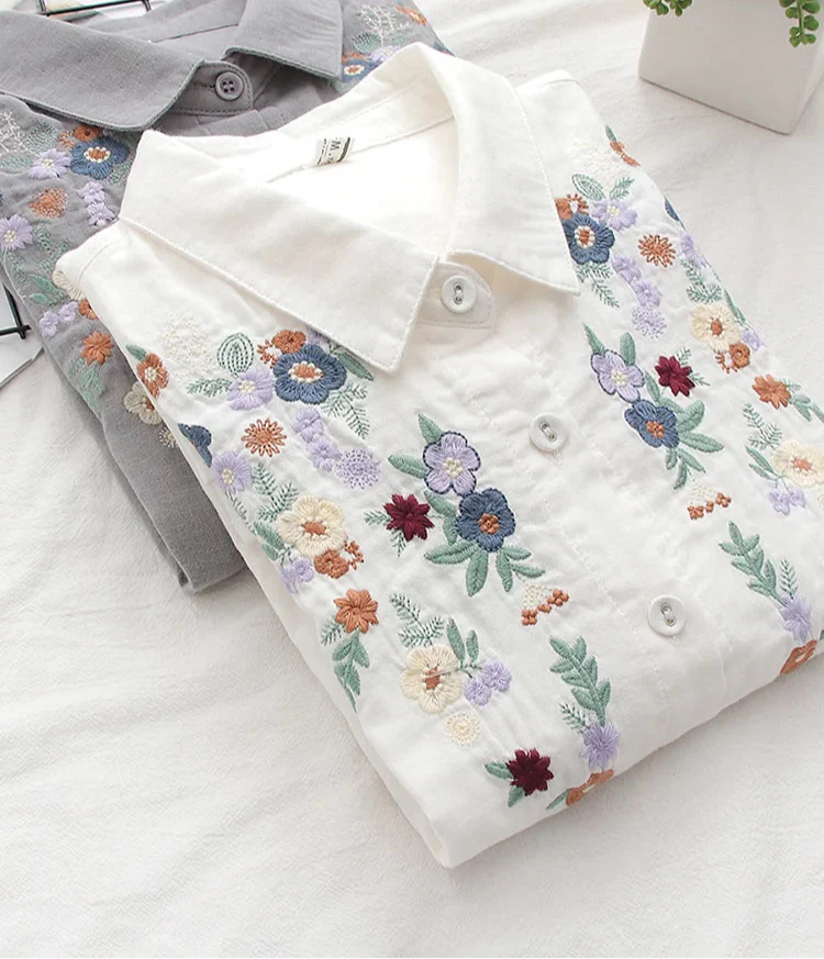 Camisa 100% Algodão com Bordado – Conforto e Estilo Natural