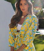 Conjunto Verão – Camisa Estampada com Amarração + Shorts de Cintura Alta