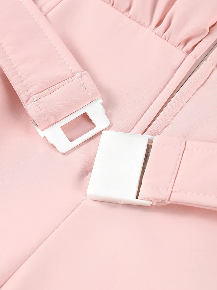 Macacão Feminino Elegante – Rosa -  Proteção Impermeável e Design de Inverno
