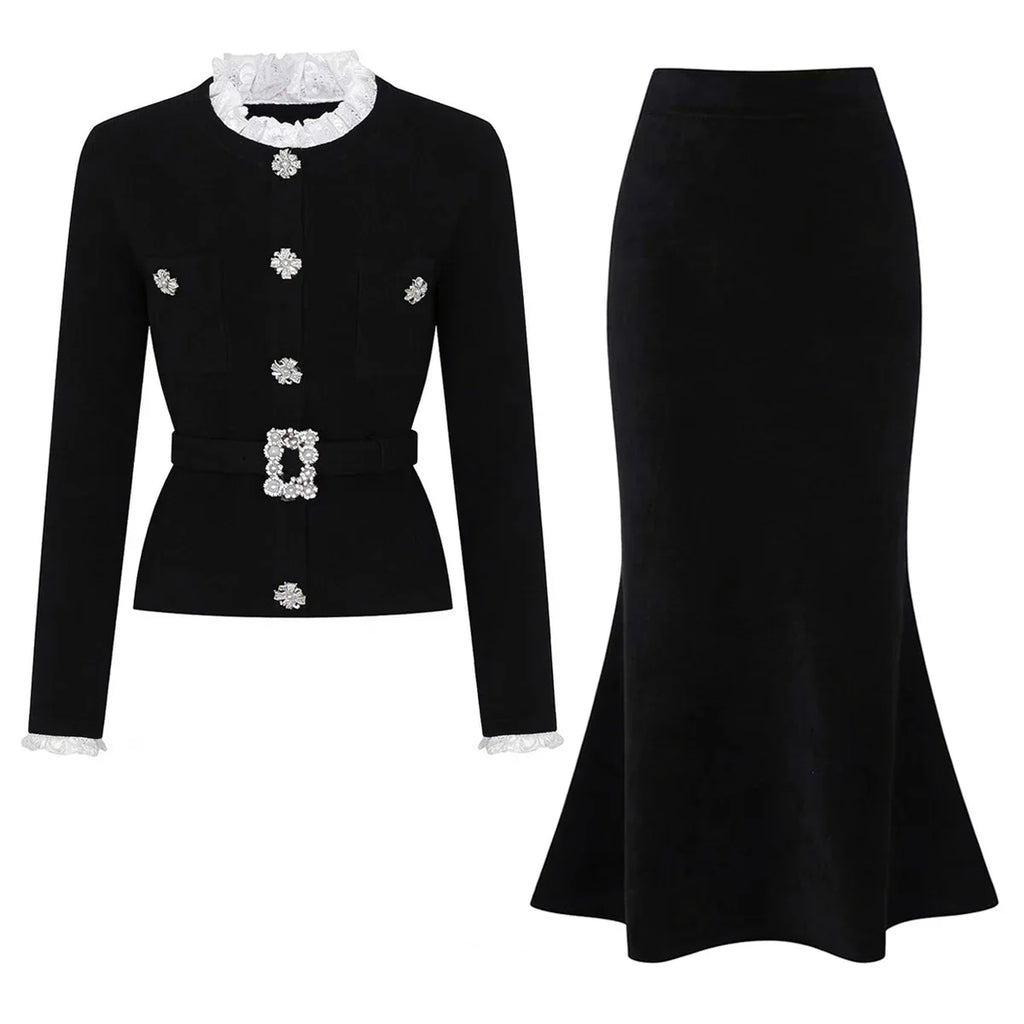 Conjunto Executivo Rosa: Casaco Estruturado e Saia Sereia Midi – Elegância