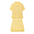 Conjunto em Tricô Vazado – Saia Mini + Camisa