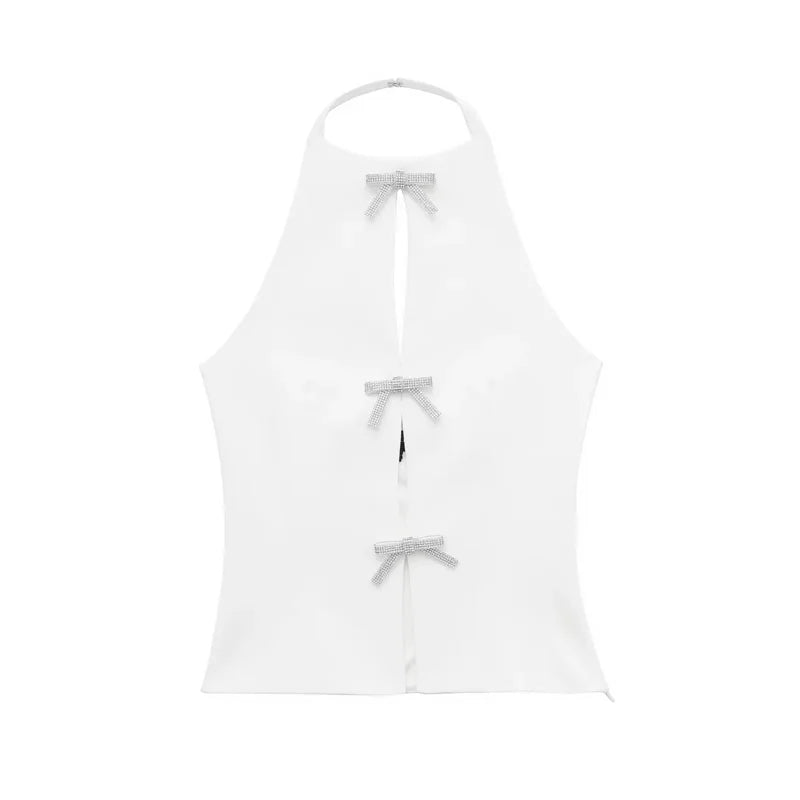 T-shirt Frente única com Aplicação de Laço