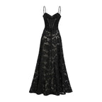 Vestido Longo Renda Floral Exclusiva e Caimento Fluido de Luxo