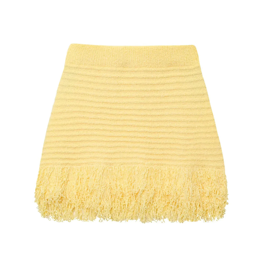 Conjunto em Tricô Vazado – Saia Mini + Camisa