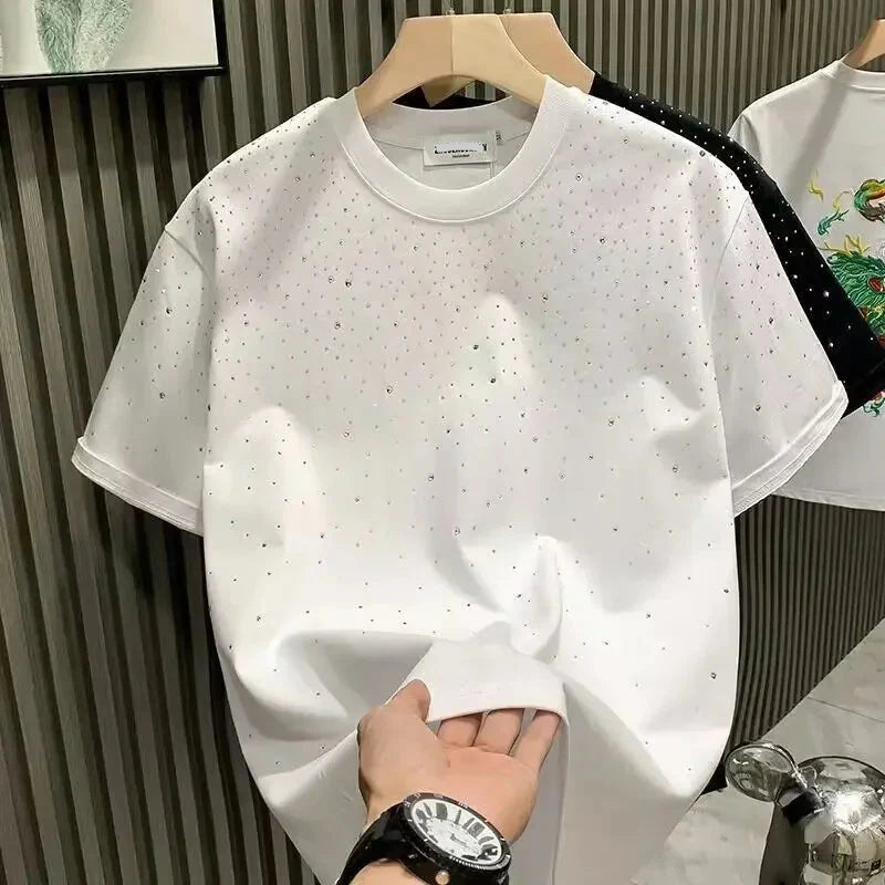 Camiseta com Apliques de Strass – Estilo Casual