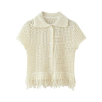 Conjunto em Tricô Vazado – Saia Mini + Camisa
