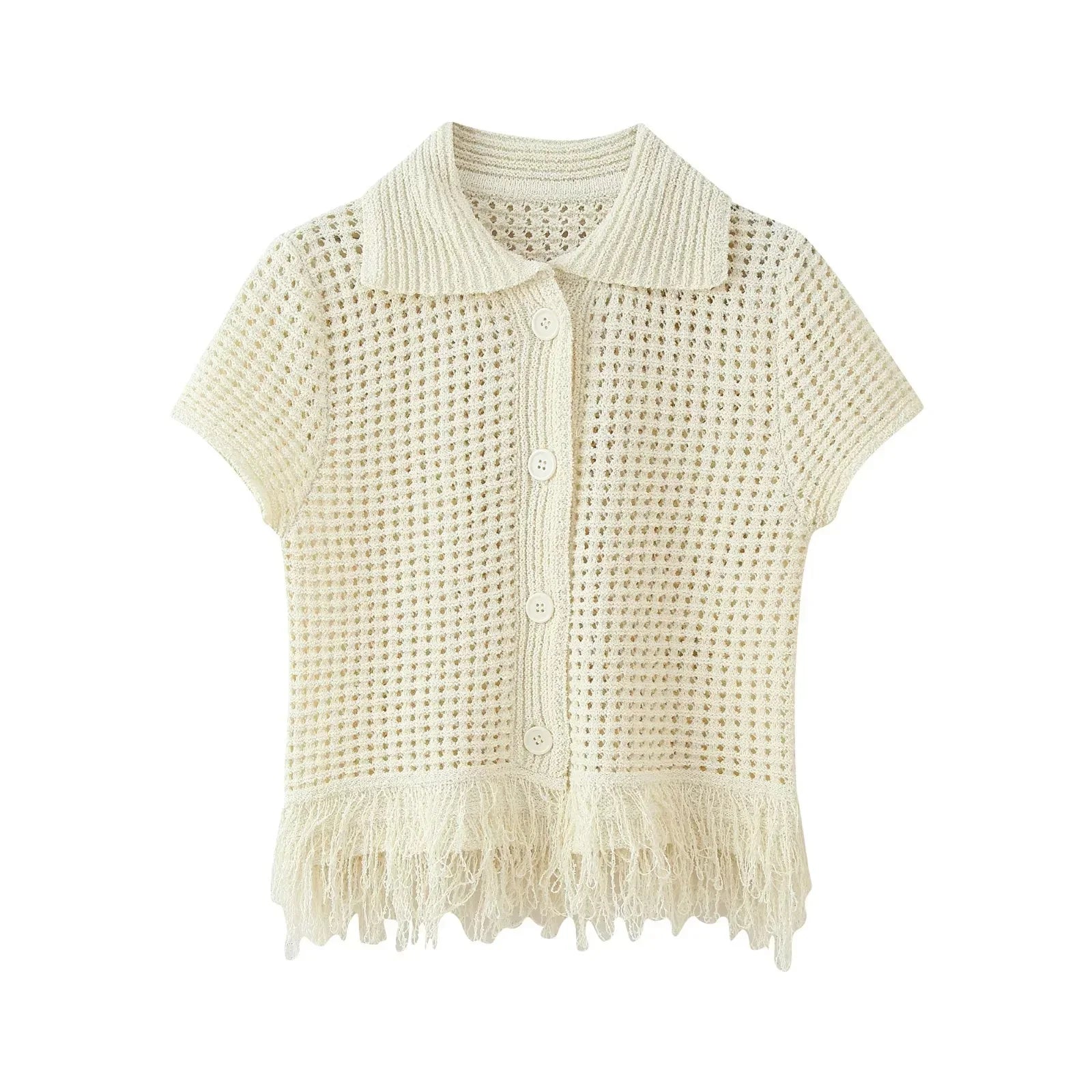 Conjunto em Tricô Vazado – Saia Mini + Camisa