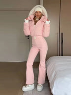 Macacão Feminino Elegante – Rosa -  Proteção Impermeável e Design de Inverno
