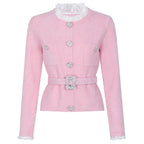 Conjunto Executivo Rosa: Casaco Estruturado e Saia Sereia Midi – Elegância