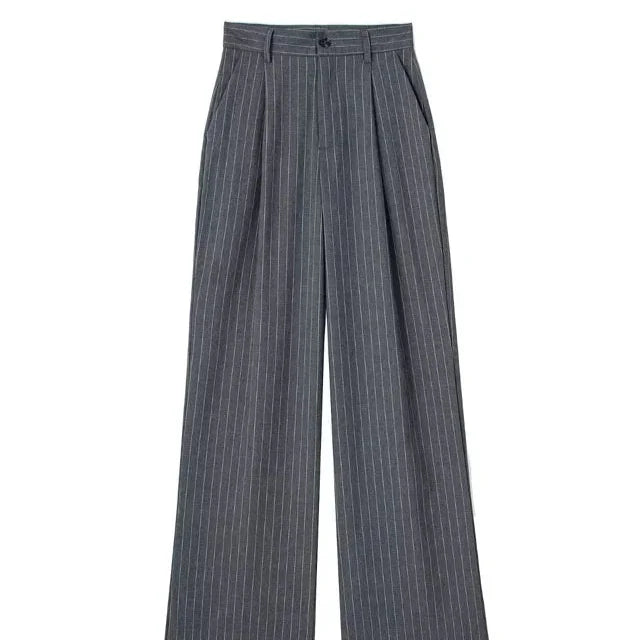 Calça de Alfaiataria Listrada – Cintura Alta e Silhueta Wide Leg Elegante