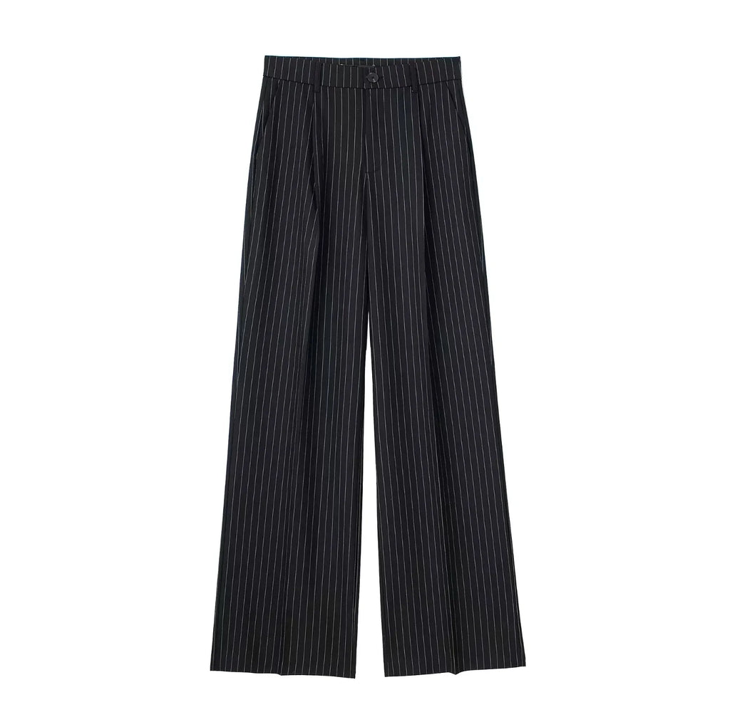 Calça de Alfaiataria Listrada – Cintura Alta e Silhueta Wide Leg Elegante