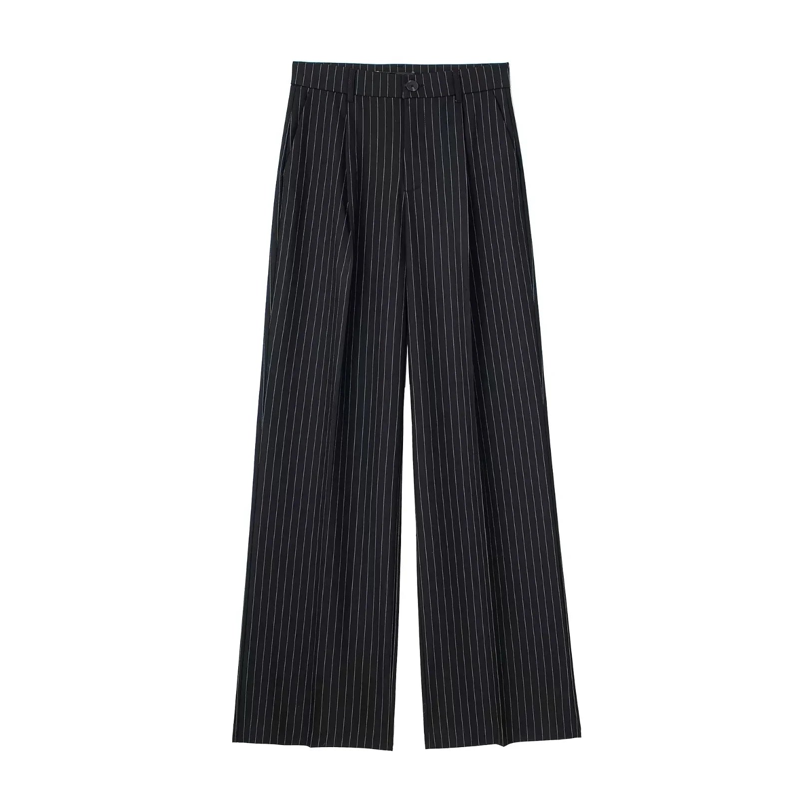 Calça de Alfaiataria Listrada – Cintura Alta e Silhueta Wide Leg Elegante