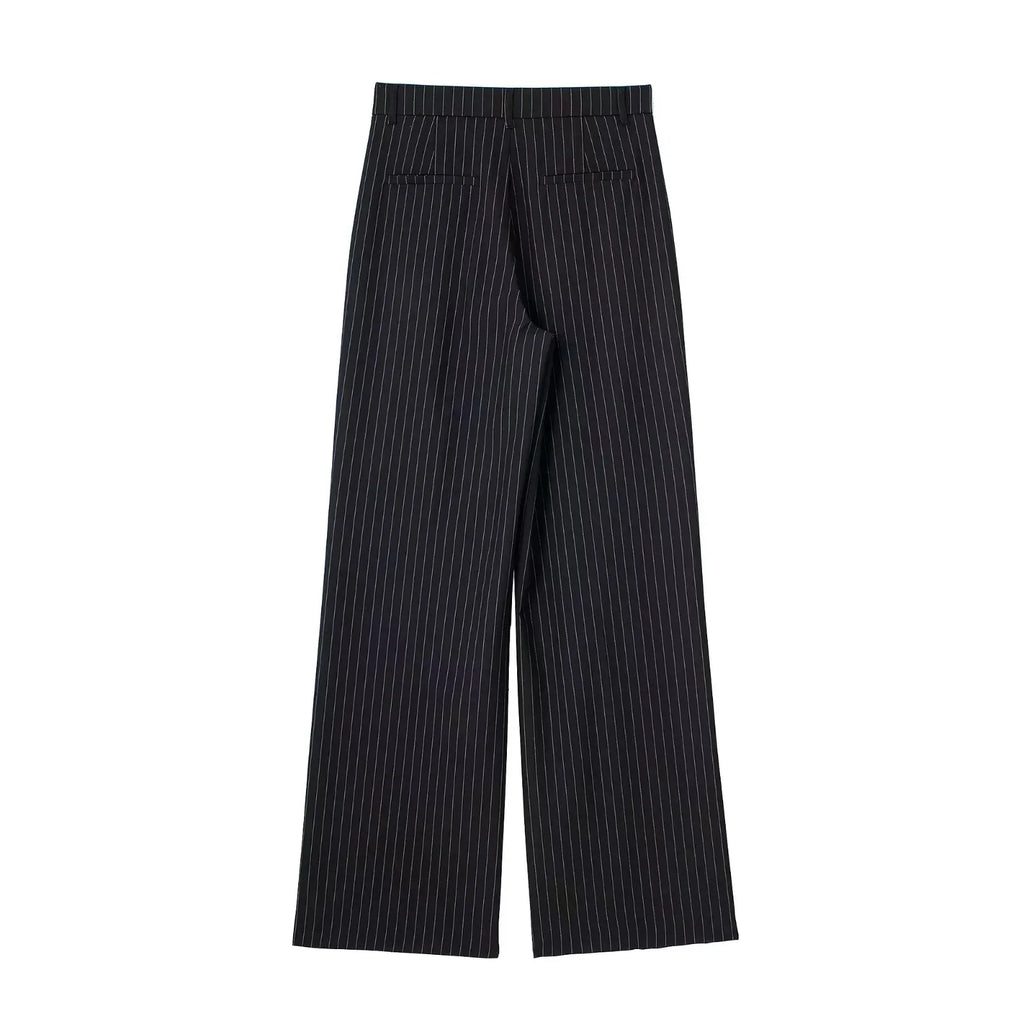 Calça de Alfaiataria Listrada – Cintura Alta e Silhueta Wide Leg Elegante