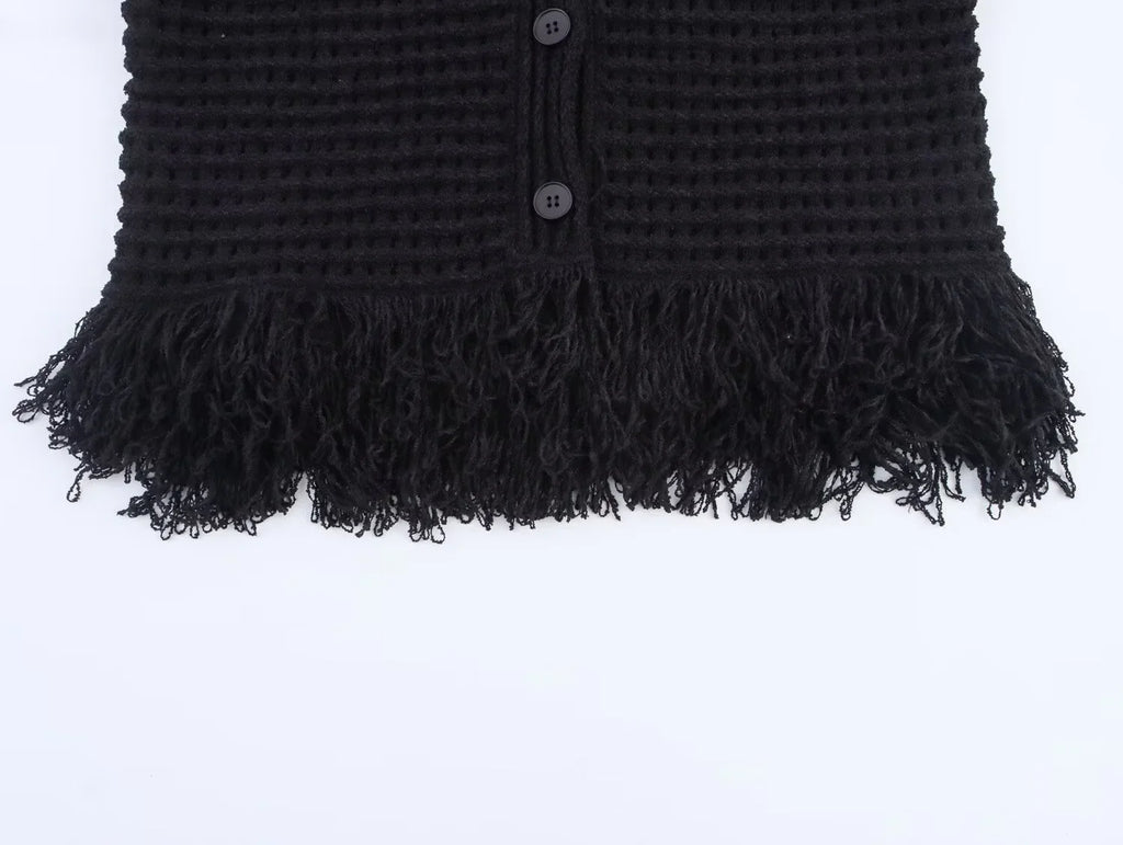 Conjunto em Tricô Vazado – Saia Mini + Camisa