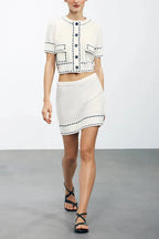 Camisa Feminina Tricotada com Recortes em Cores – Modelo Criativo de Verão