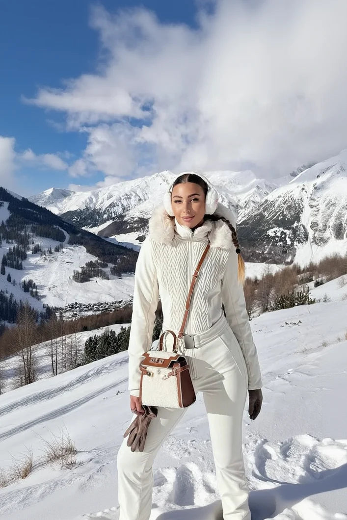 Macacão Feminino Elegante, Proteção Impermeável e Design de Inverno