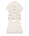 Conjunto em Tricô Vazado – Saia Mini + Camisa