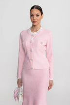 Conjunto Executivo Rosa: Casaco Estruturado e Saia Sereia Midi – Elegância